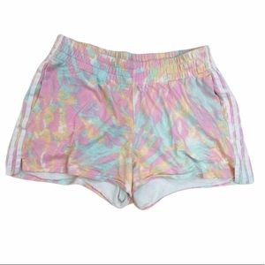 Adidas pastel tie dye 3 stripe shorts. XL
